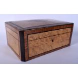 A 19TH CENTURY MIXED WALNUT DRESSING TABLE BOX with fitted interior. 30 cm x 20 cm x 14 cm.