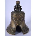 AN 18TH/19TH CENTURY RUSSIAN BRONZE CZAR BELL decorated with figures, foliage and vines. 13 cm x 8 c