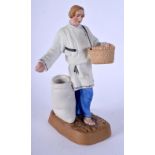 A 19TH CENTURY RUSSIAN BISQUE PORCELAIN FIGURE OF A FARMER modelled upon a naturalistic base. 18 cm