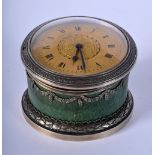 A FINE ANTIQUE SILVER AND SHAGREEN TRAVELLING CLOCK by Bointaburet of Paris. 321 grams. 7 cm x 4.5 c