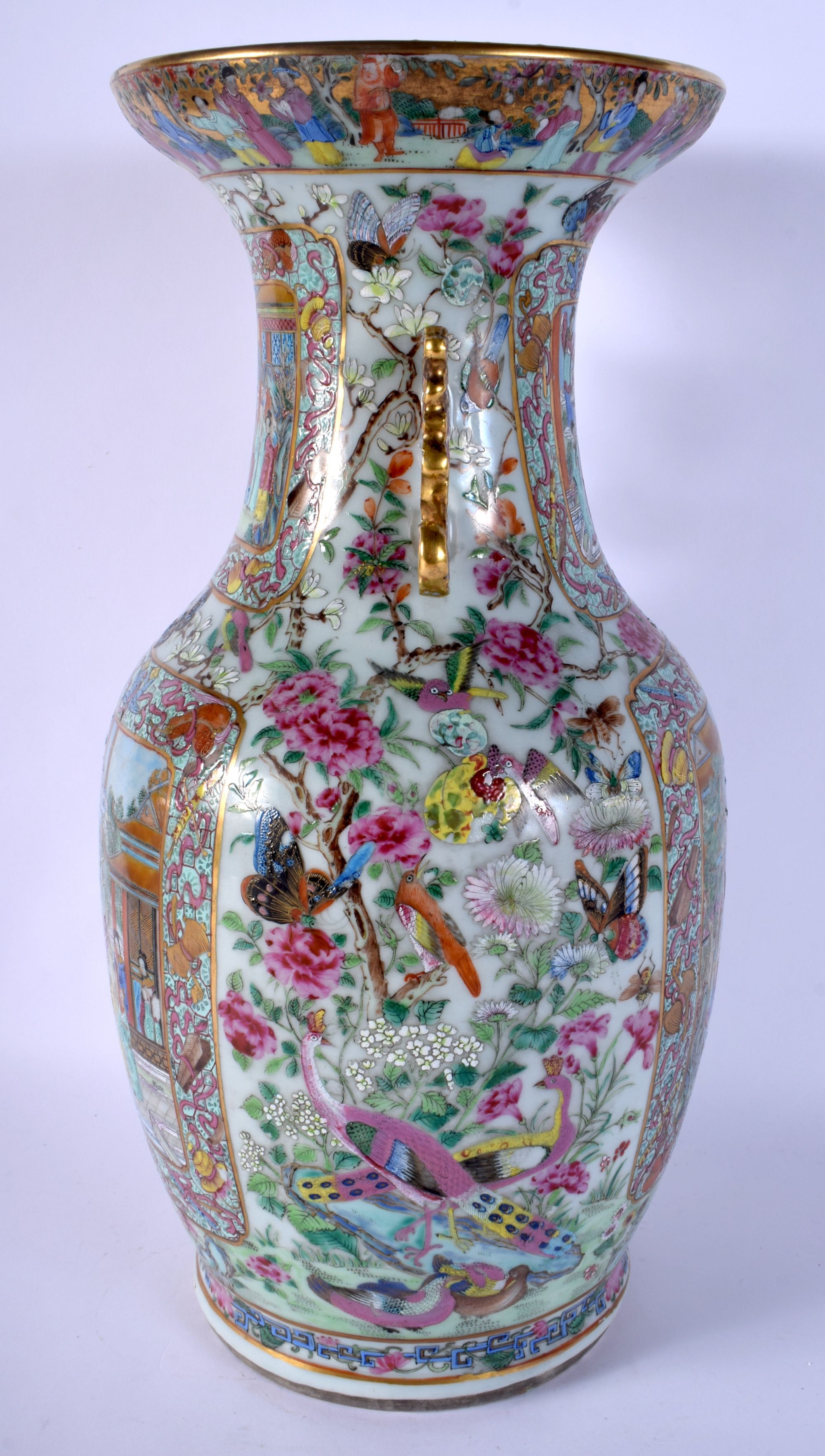 A FINE LARGE 19TH CENTURY CHINESE CANTON FAMILLE ROSE VASE Qing, painted with figures within landsca - Image 2 of 24