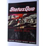 A STATUS QUO SILVER PEN SIGNED REUNION TOUR 2013 POSTER. 68 cm x 48 cm.