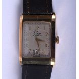A VINTAGE 9CT GOLD ELCO WRISTWATCH. 23 grams overall. Dial 2.25 cm inc crown.