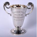 AN ANTIQUE TWIN HANDLED SILVER CUP. Chester 1910. 299 grams. 17 cm x 16 cm.