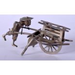 A VINTAGE CHINESE SILVER RICKSHAW. 24 grams. 8 cm x 4 cm.