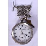 A SILVER POCKET WATCH. 107 grams. 5 m wide.