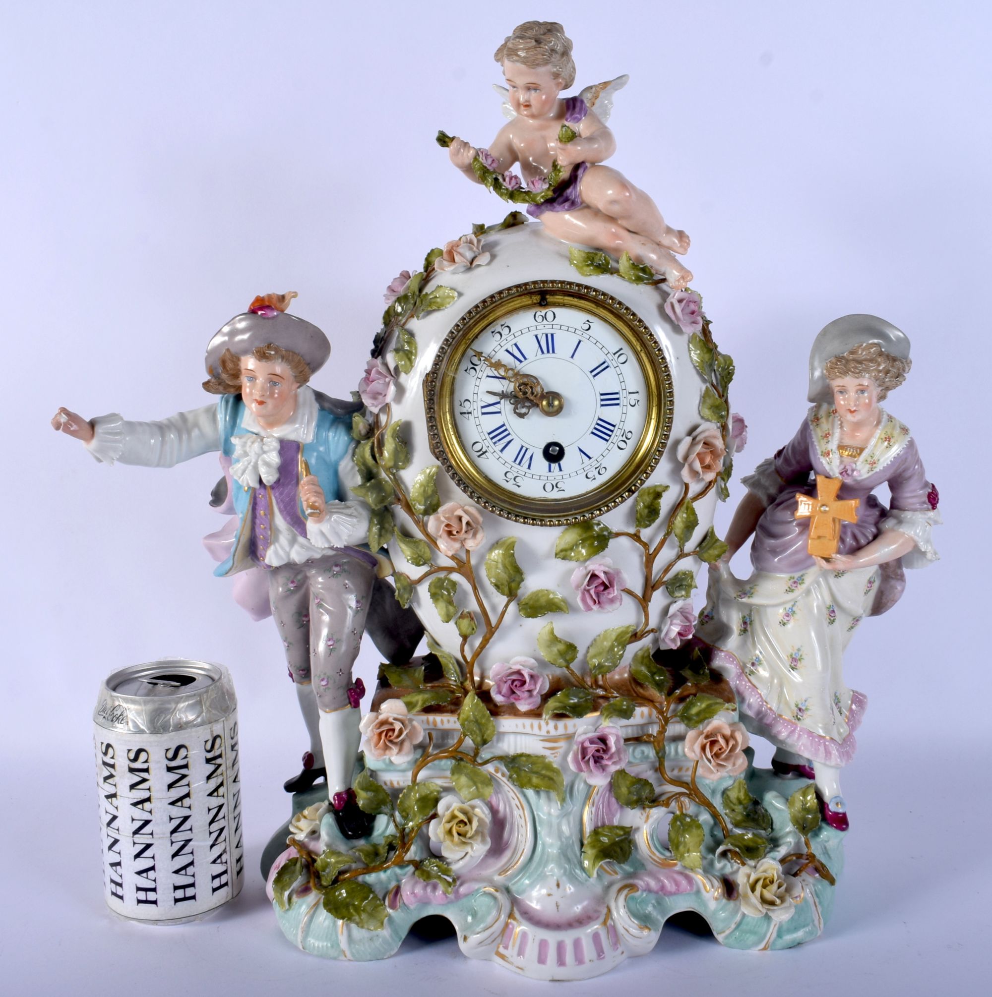 A RARE LARGE 19TH CENTURY GERMAN PORCELAIN CLOCK formed with figures. 41 cm x 30 cm.
