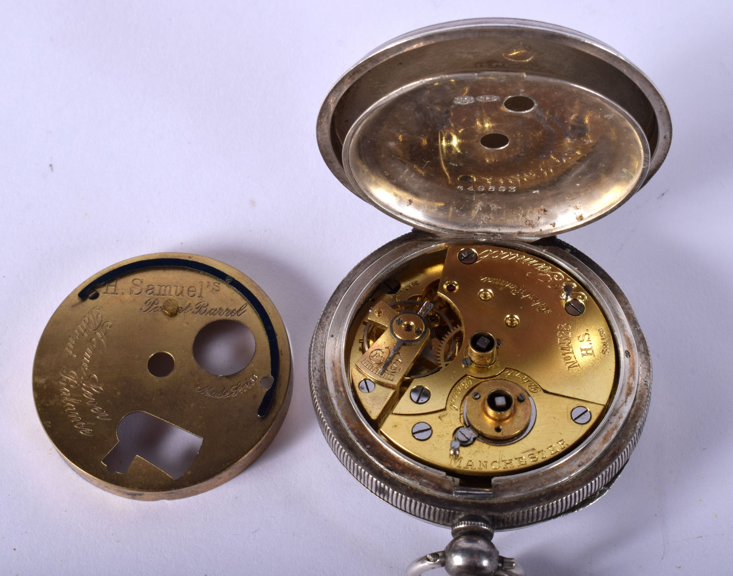 A SILVER POCKET WATCH. 107 grams. 5 m wide. - Bild 5 aus 5