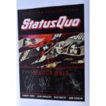 A STATUS QUO SILVER PEN SIGNED REUNION TOUR 2013 POSTER. 68 cm x 48 cm.