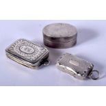 THREE SILVER BOXES. 28 grams. Largest 3.5 cm x 2.25 cm. (3)