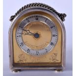 A CHARMING CHARLES FRODSHAM & CO ELIZABETH OF GLAMIS SILVER CLOCK with gilded dial. 456 grams overal
