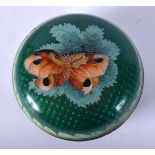 AN EARLY 20TH CENTURY JAPANESE TAISHI PERIOD CLOISONNE ENAMEL BOX AND COVER decorated with butterfli