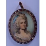 Attributed to George Englehart (1750-1829) British, Portrait of a pretty female, jewelled frame. 7 c