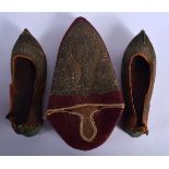 THREE 18TH/19TH CENTURY MIDDLE EASTERN SHOES. Largest 19 cm long. (3)