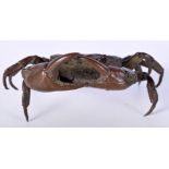 A JAPANESE BRONZE OKIMONO OF A CRAB. 10cm x 8cm x 4.7cm, weight 299g