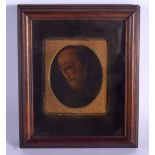 European School (18th Century) Oil on tin, Portrait of a male. 14 cm x 12 cm.