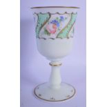 A BOHEMIAN OPAQUE ENAMELLED GLASS GOBLET. 17.5 cm high.