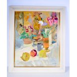 A framed still life oil on canvas by Alma Wolfson 59 x 49 cm.