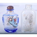 TWO CHINESE REVERSE PAINTED SNUFF BOTTLES. Largest 6.3cm x 3.4cm x 1.5cm (2)