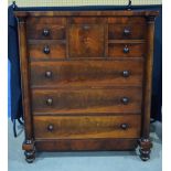 An early Victorian mahogany "Scotch" Chest with "top hat " drawer flanked by dummy double drawer,