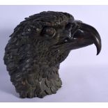 A CONTEMPORARY JAPANESE BRONZE BUST OF AN EAGLE. 21 cm x 21 cm.