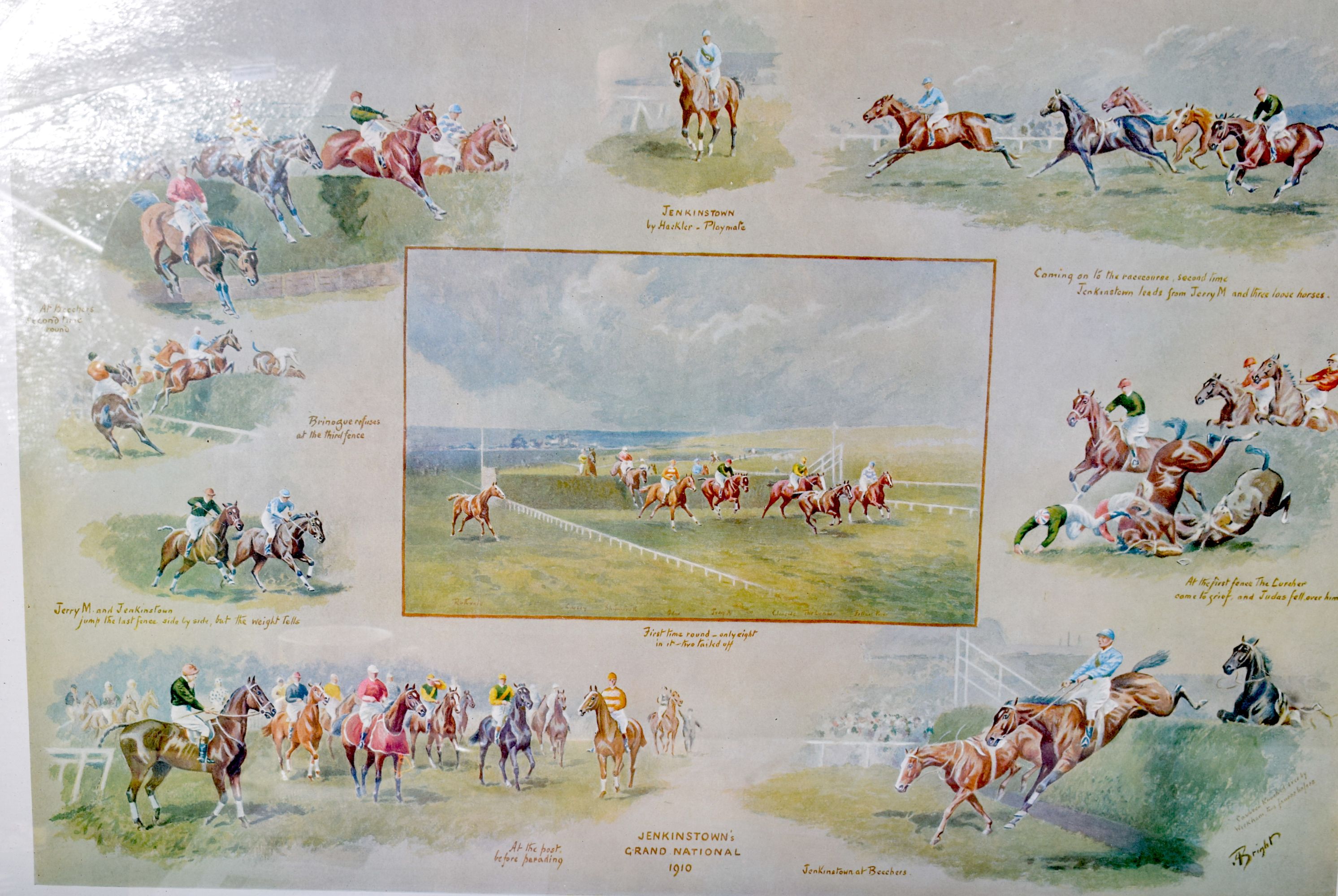 A large pair of Horse racing prints by Alfred Bright 42 x 60 cm (2) - Image 4 of 8