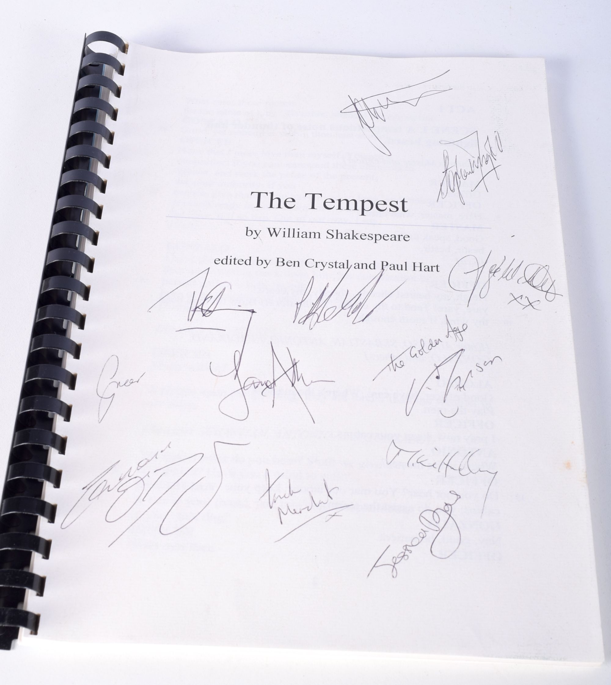 An autographed script of "The Tempest" by Shakespeare together with an autographed vocal book for "T - Image 2 of 5