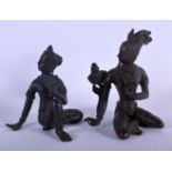 TWO 19TH CENTURY NEPALESE BRONZE FIGURES OF BUDDHAS modelled seated. Largest 15 cm x 7 cm. (2)