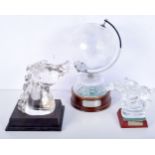 A collection of Cut glass horse racing winners trophies largest 29cm (3).