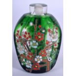 AN ANTIQUE FRENCH ENAMELLED GLASS SNUFF BOTTLE painted with flowers. 67 grams. 6.75 cm x 4.75 cm.