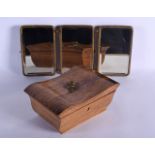 A WILLIAM IV ROSEWOOD BOX together with a folding frame. Largest 22 cm x 15 cm. (2)