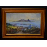 A framed oil on canvas by Eileen Duff dated 1976 of a harbour scene. 30 x 49cm.