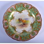 ROYAL WORCESTER PLATE PAINTED WITH CATTLE BY E. TOWNSEND, SIGNED, BLACK MARK. 23cm diameter