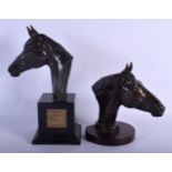 A CONTEMPORARY BRONZE HORSE RACING SCULPTURE OF MANDARIN together with a bronze trophy presented for