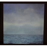 A large Oil on Linen by Richard White " Blue Grey 2001 " 112 x 112 cm.