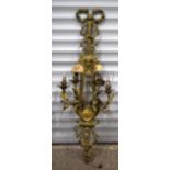 A large 18th Century hanging sconce in the form of a lyre converted to electric. 132 x 51cm
