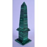 AN ANTIQUE MALACHITE OBELISK. 16 cm high.