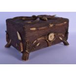 A CHARMING 19TH CENTURY BAVARIAN BLACK FOREST HUNTERS CIGAR HUMIDOR modelled with various applied an