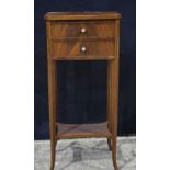 An Edwardian walnut two drawer two tier hall stand with inlay to border of drawers 67 x 28 x 21