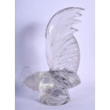 A LARGE ART DECO FRENCH LALIQUE GLASS CAR MASCOT modelled as a cockerel. 21 cm high.