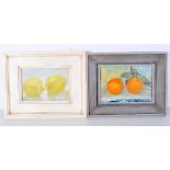 A pair of framed oils by Francis Hamel entitled "Two lemons" and "Two Oranges" 17 x 25 cm.(2).