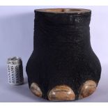 AN EDWARDIAN ELEPHANT FOOT PLANTER. 34 cm x 23 cm.