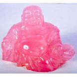 A CHINESE ROSE QUARTZ CARVED BUDDHA. 7cm x 10cm x 5cm, weight 377g