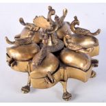 An Indian Hindu brass Tika box 10 x 12 cm .