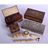 A CASED SET OF ANTIQUE AVERY SCALES together with a George III stanhope, boxes etc. (qty)