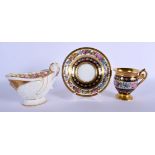 EARLY 19TH C. FEUILLET, RUE DE LA PAIX, PARIS EMPIRE CUP AND SAUCER PAINTED WITH A COLOURFUL FLORAL