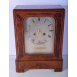 A Mid 19th century French mahogany and box strung mantle clock, barrel movement marked " Rieussec Ho