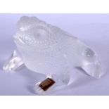 A FRENCH LALIQUE GLASS TOAD. 12 cm x 9 cm.