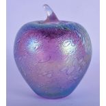 A CHARMING IRIDESCENT TIFFANY STYLE GLASS APPLE. 12 cm x 8 cm.