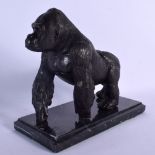 A CONTEMPORARY BRONZE GORILLA. 18 cm x 16 cm.